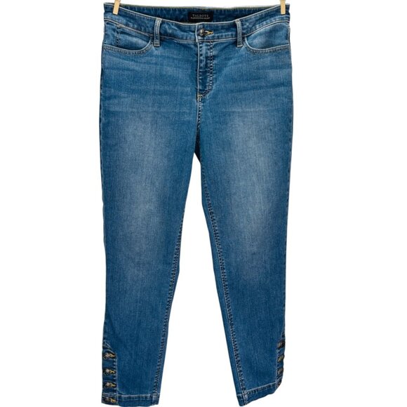 Talbots Womens Jeans Flawless 5 Pocket Crop Anchor Button Stretch Denim Size 10 - Picture 2 of 11